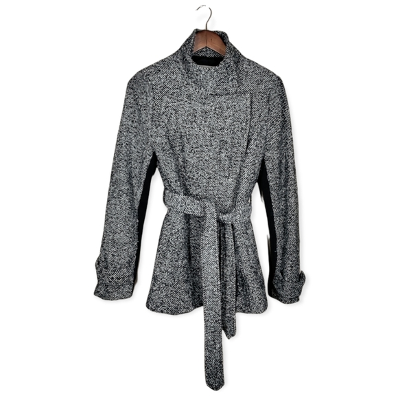 RACHEL Rachel Roy gray tweed versatile tie waist coat - Picture 2 of 5